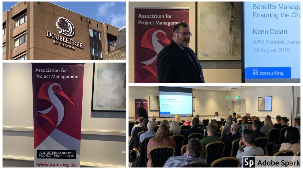 APM_Scot's tweet photo. Our Glasgow CPD event has started with Kenn Dolan discussing benefits management and how to ensure that the change is effective. #CPD #apmscotland https://t.co/plevCqyoBz