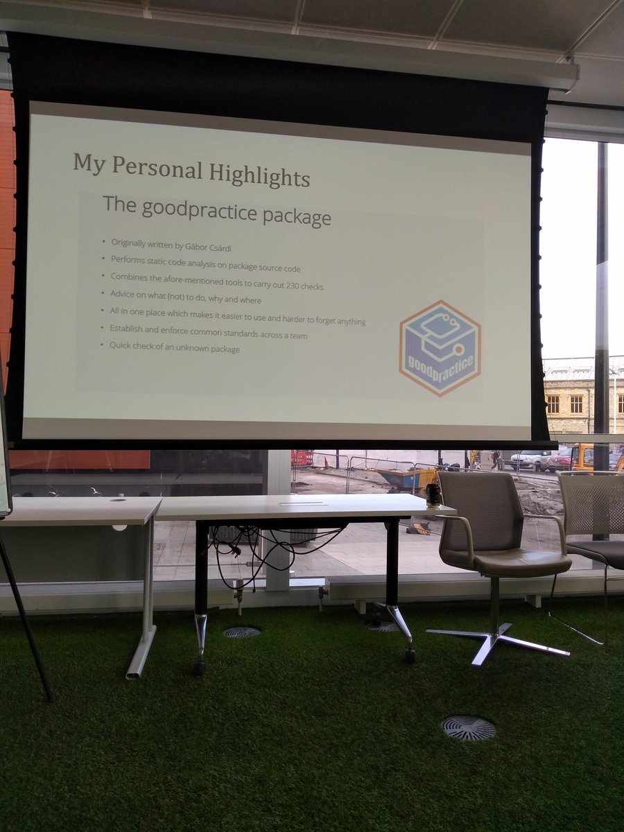 dtoher's tweet photo. #goodpractice and @csgillespie talk on how we are the problem in terms of security at #UserR https://t.co/XPaOed8MaR