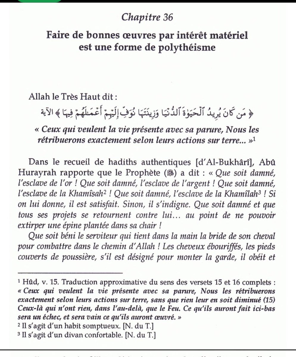 KounSalafiyan's tweet photo. 📚Kitãb_At_Tawhîd 📚
📌Chapitre : 36 : Faire de bonnes œuvres par intérêt matériel est une forme de polythéisme
#Adoration #Allah #chirk #ostentation #ibada #tawhid #unicité #ikhlass #sincèrité #religion #seigneur #paradis #enfer #bonne_oeuvre #sunnah #bidaa #adorer https://t.co/3MWalWAVTM