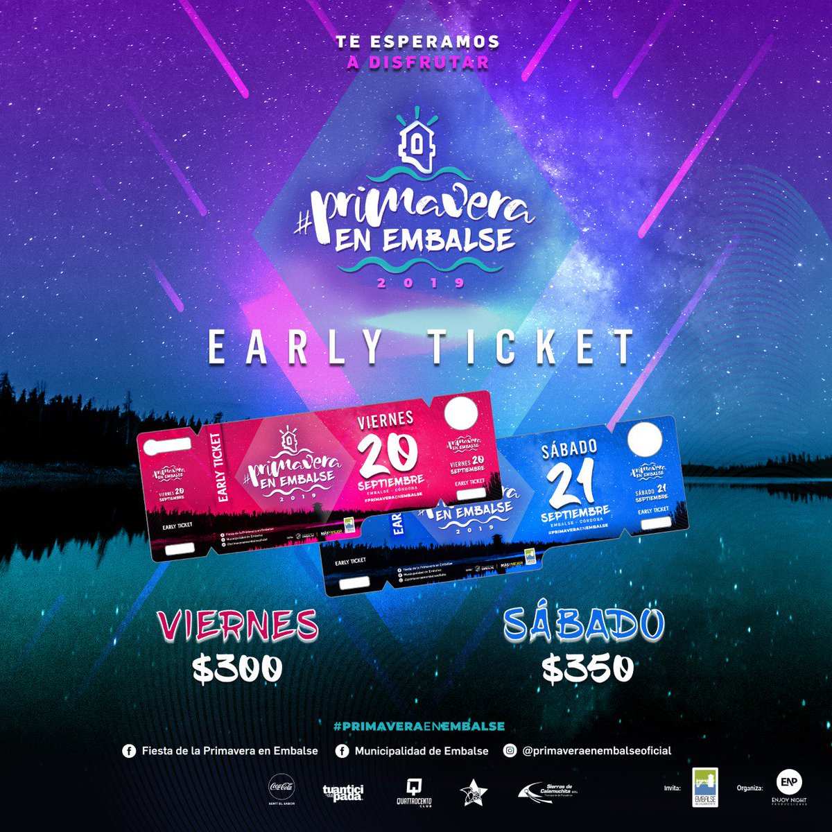 dorianproduc's tweet photo. #PrimaveraEnEmbalse2019
Lanzamiento oficial de EARLY TICKETS.
Viernes: $300
Sábado: $350
¡ Son LIMITADOS !
Conseguí tu EARLY
@oficial_amber
@AfterDayProduc1 https://t.co/SSyVARHbah