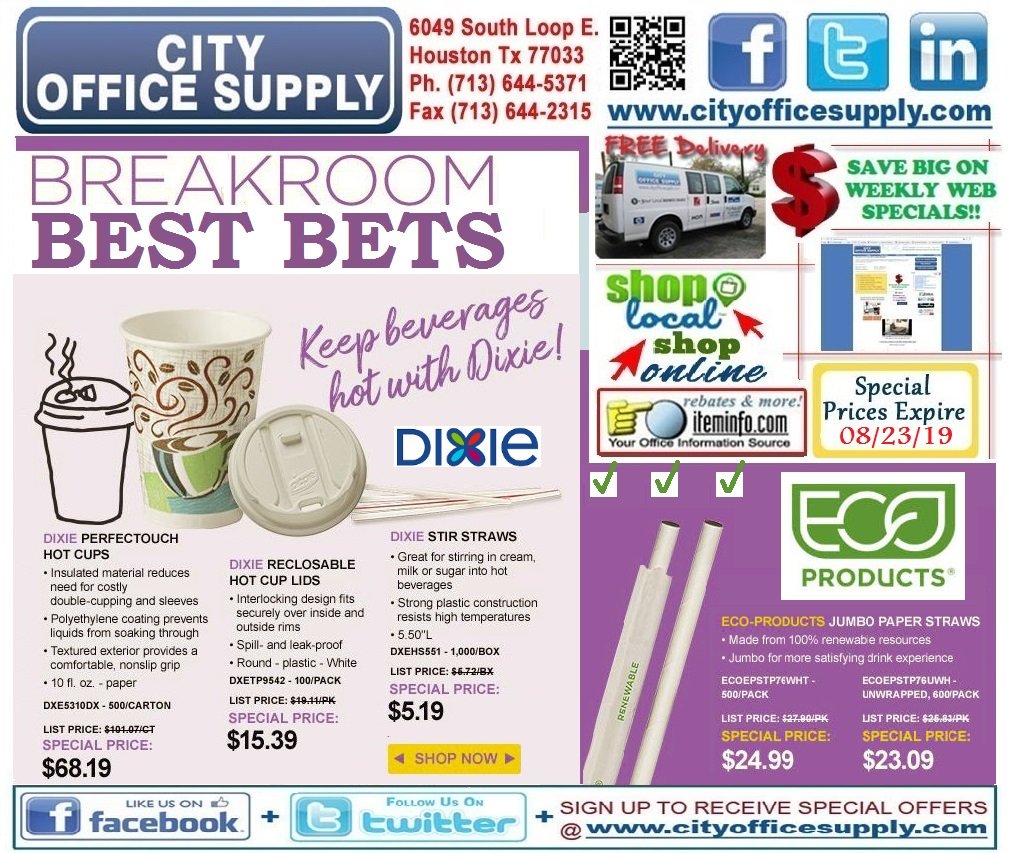 cityos's tweet photo. #TopicTuesday: #BreakRoom #BestBets=@DixieProduct #PerfectTouch #HotCups, #CupLids & #StirStraws + @ecoproducts #Jumbo #PaperStraws #Wrapped or #Unwrapped #WeeklyWEBSpecial @ https://t.co/zb4z5RaOwd https://t.co/Tu1jzkO0eT https://t.co/gt97VS4AF4