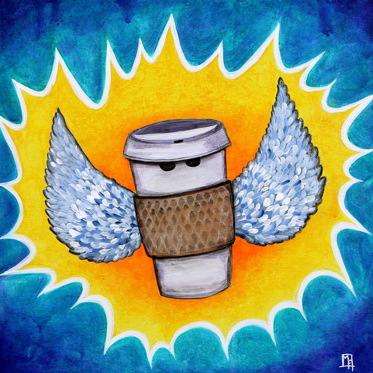 MarciaFurman's tweet image. ⚡️☕️🔥 My newest canvas painting! “Flair Trade” - 12”x12” acrylic on canvas. Prints available in my Etsy shop ---&amp;gt; etsy.me/2HeLeBU PM me if interested in original!