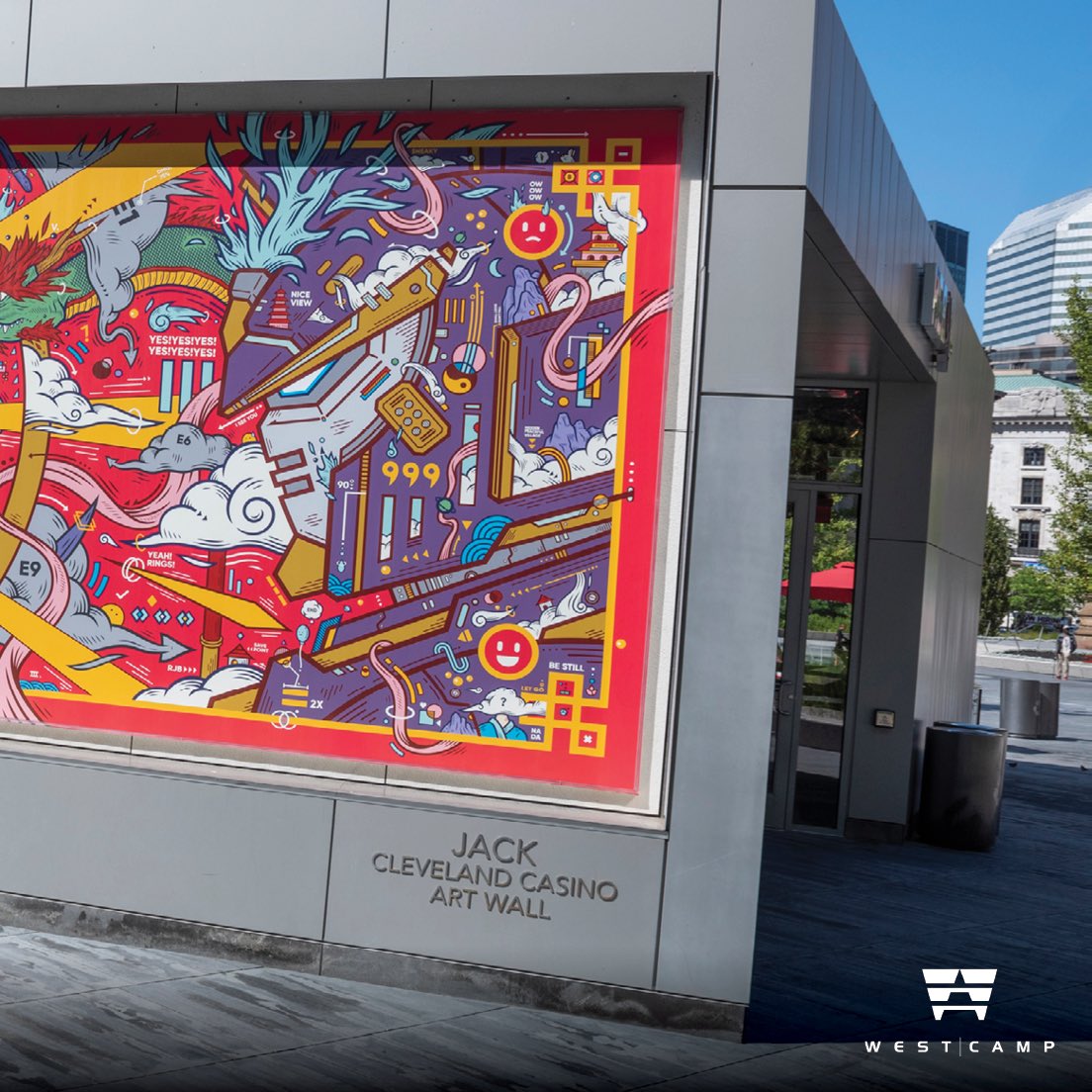 westcamppress's tweet photo. LAND Studio works with local artists to bring art into downtown #Cleveland and it’s neighborhoods. WestCamp recently installed a mural by artist Jordan Wong at Cleveland Public Square. #artinstallation #artmural #clepublicsquare #wideformat #westcampcle https://t.co/FAPffUHr38