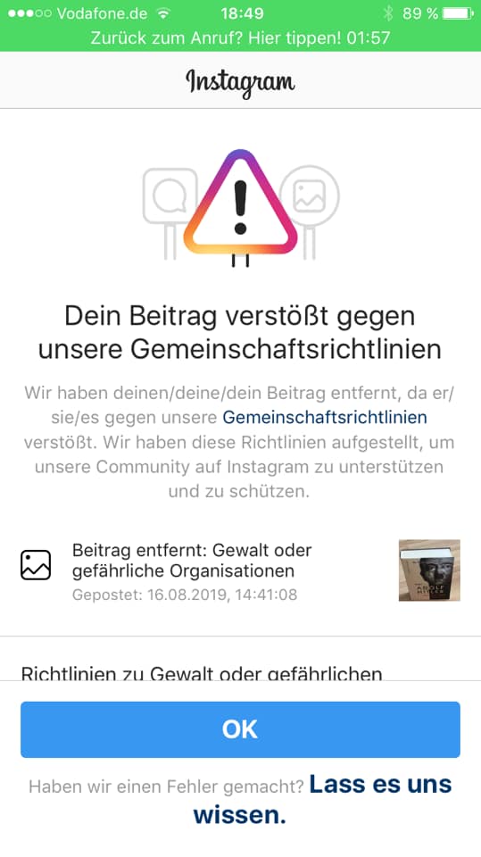 Instagram blockiert bei Instagram blockiert?