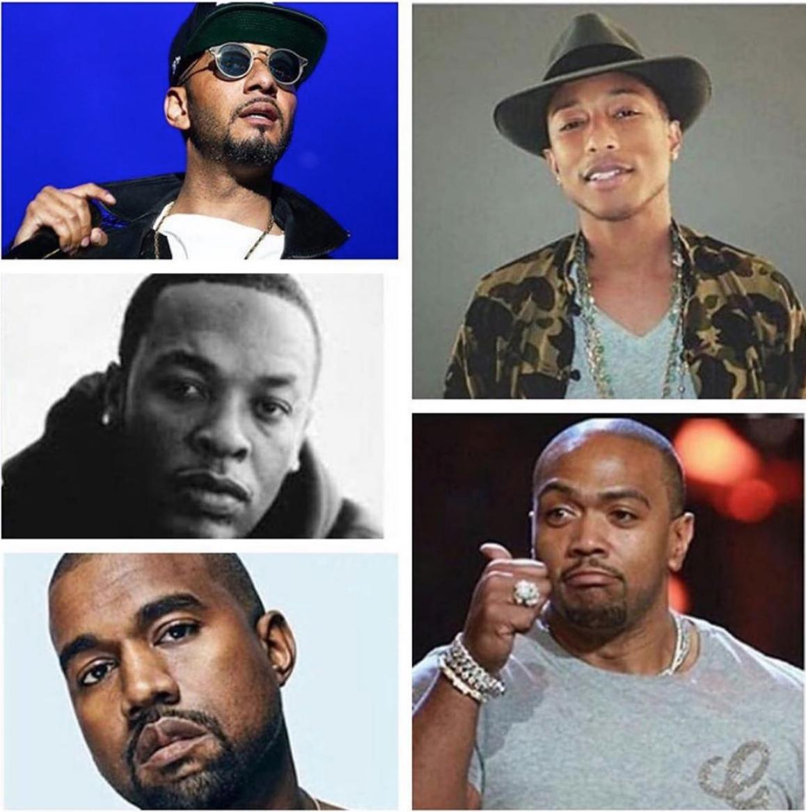 Timbaland's tweet photo. I could go on for days about these guys but what I can say we all had a sound that changed music!!!!!!!
@THEREALSWIZZZ @pharrell @drdre @kanyewest https://t.co/bzE6odipBS