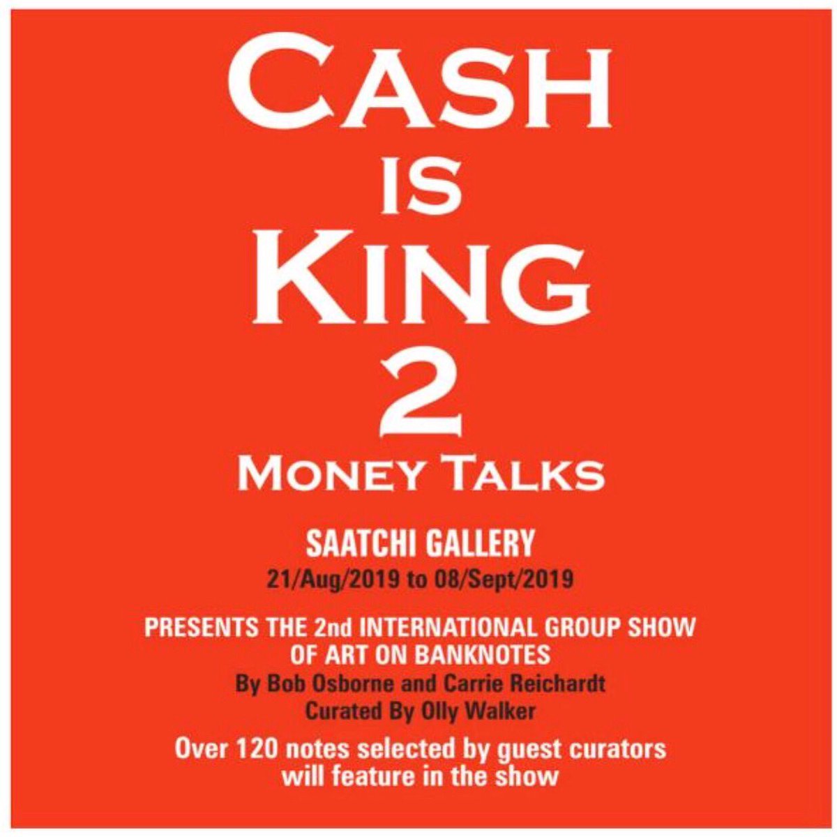 ckarlwilde's tweet photo. Dear London, please go see this show @saatchi_gallery ! Thanks and praises to @rebelnottaken and @carriereichardt Features works from 120 currency artists! #moneyart #artmoney #currencycollage #currencyart #currencyartshow #cashisking #ckwilde #moneyartist #saatchigallerylondon https://t.co/dP3Yhr6b9Z