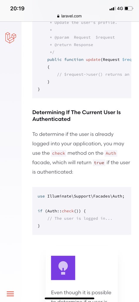 nstaeger's tweet photo. @taylorotwell @FocusLabLLC I think the sidebar in the docs takes too much space on mobile. It would prefer more (horizontal) space for the actual content. https://t.co/rBaIRFKtdl