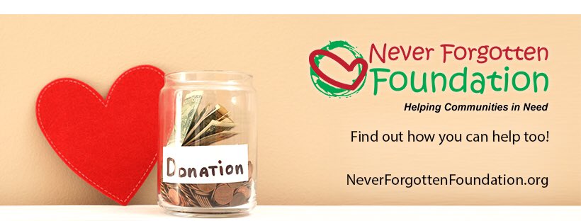 Help Make Our 2019 Food Drive A Success! 

Never Forgotten Foundation (NFF) is a non-profit organization that was created with the sole purpose of bringing a smile to the face of those less fortunate. 

Click the link below for more info 👇
neverforgottenfoundation.org 👈❤️