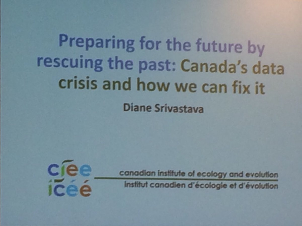 “Do we have a data crisis? Data about our data say yes! We lose data 20 times faster than the scientists who collect it.” Interesting talk on the causes and costs of data loss by Diane Srivastava #CSEE2019 #EcoEvoEnto2019