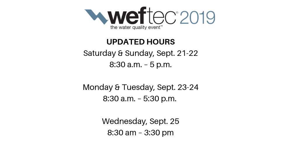Have you heard? We've updated our core hours for #WEFTEC19!