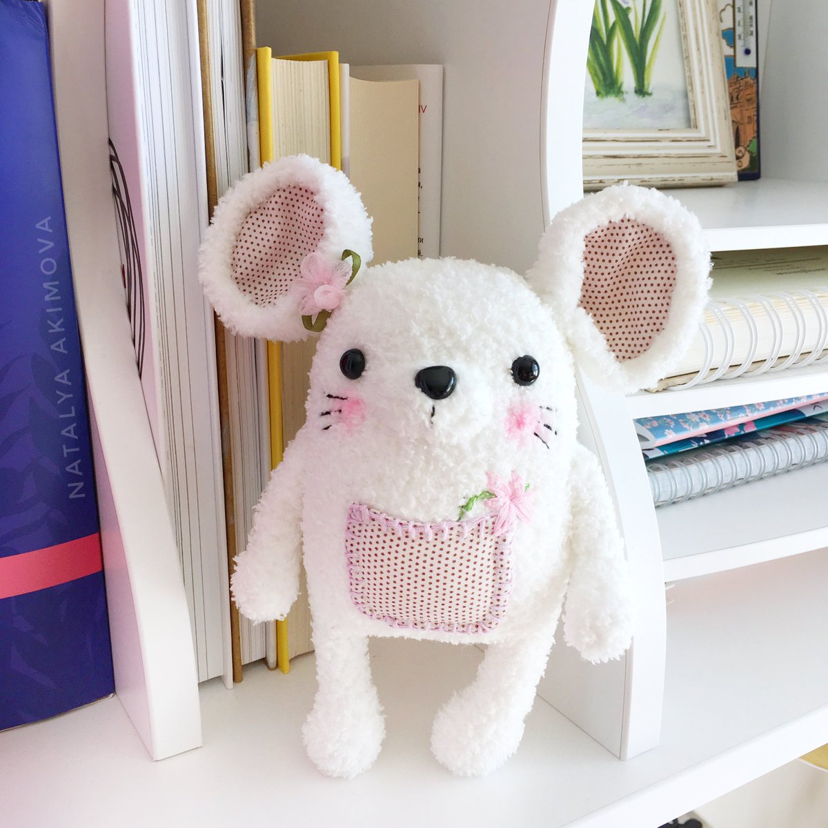 Excited to share the latest addition to my #etsy shop: White Mouse Rita,amigurumi toy,spring mouse girl etsy.me/2z8udVL #toys #white #birthday #pink #mousewithflowers #springmouse #toymouse #amigurumimouse #ecotoy
