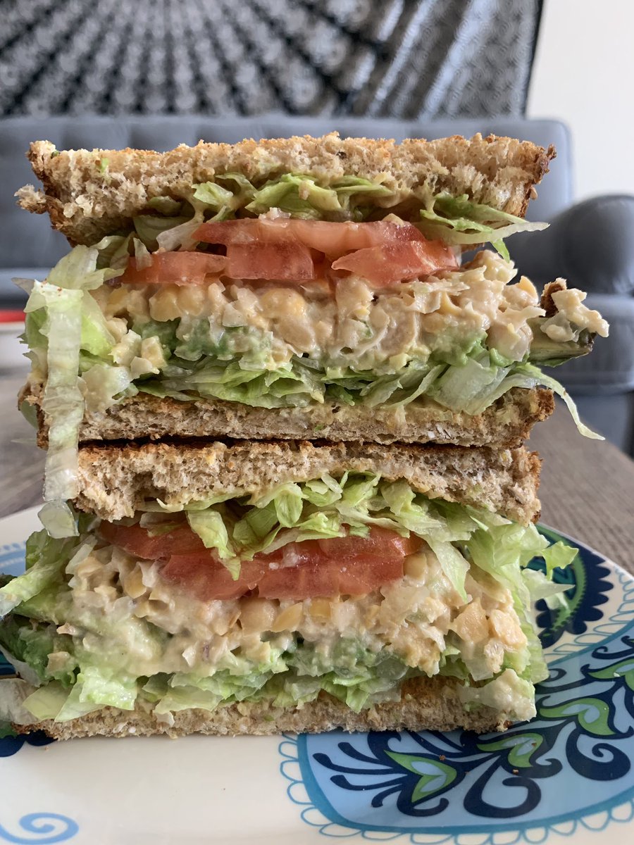 Chickpea salad sandwich for a late lunch 