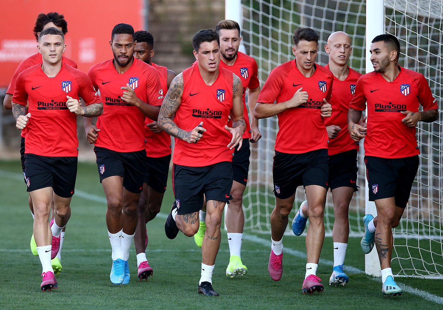 Los jugadores del Atlético de Madrid, en la sesión de este martes (Foto: ATM).