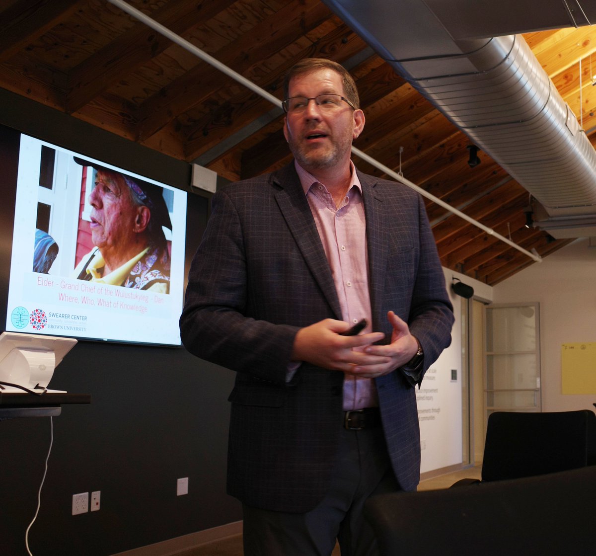 CarnegieFdn's tweet photo. “I am re-thinking the way we think about traditional knowledge systems,” Mathew Johnson, Exec. Director of @SwearerCenter at @BrownUniversity visited the Carnegie Foundation yesterday to give a presentation on the #CarnegieClassification. Learn more: https://t.co/c4Xcaek75I https://t.co/BfXRnFFSG1
