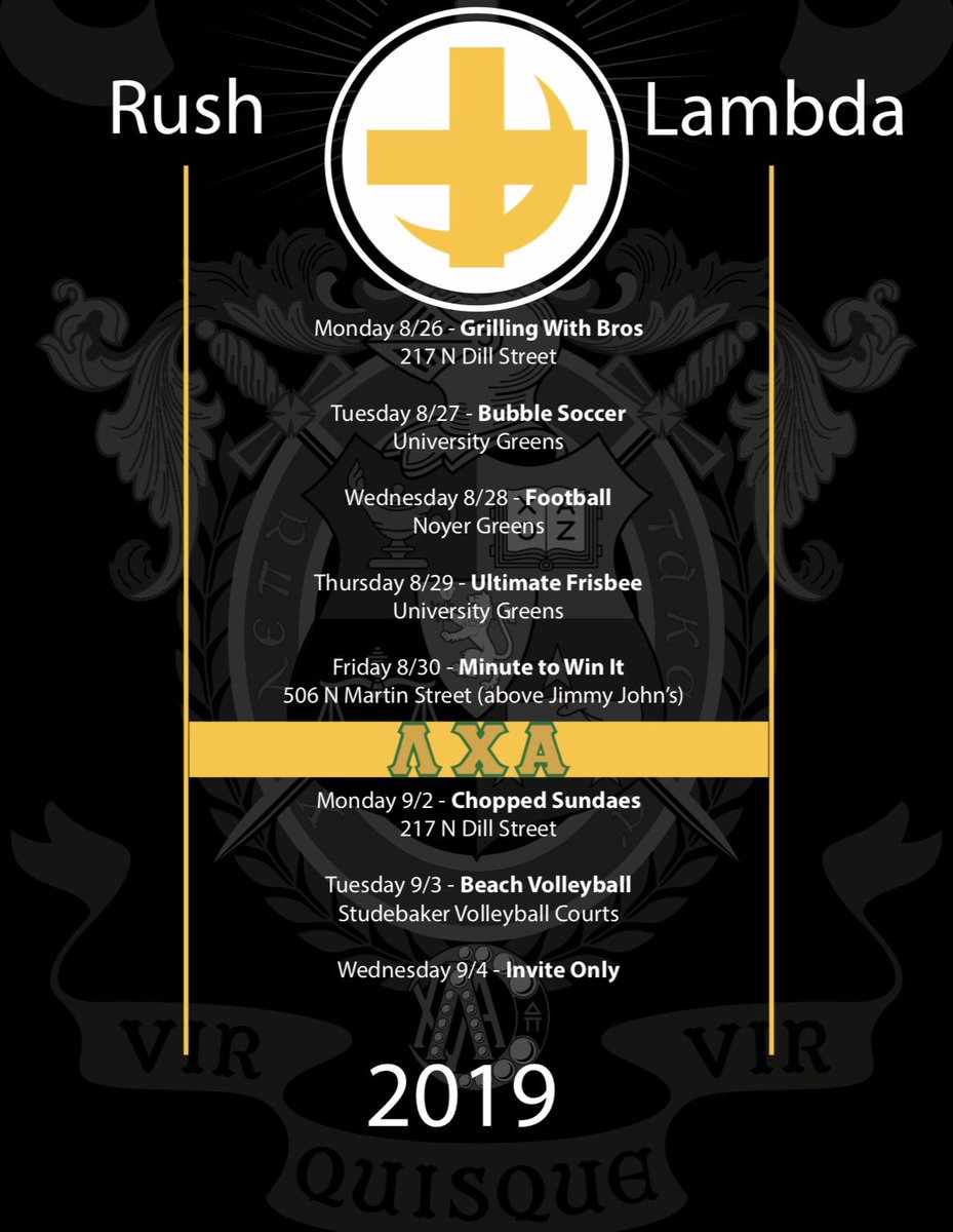 BSULambdaChi's tweet photo. Rush week starts on Monday, August 26. Come out, meet the brothers, and see what Lambda Chi is about.
For more information, contact our recruitment chair, @AidanSheagley 🤟
#WhyLambdaChi #RushLambda https://t.co/kg6YFYP2JB