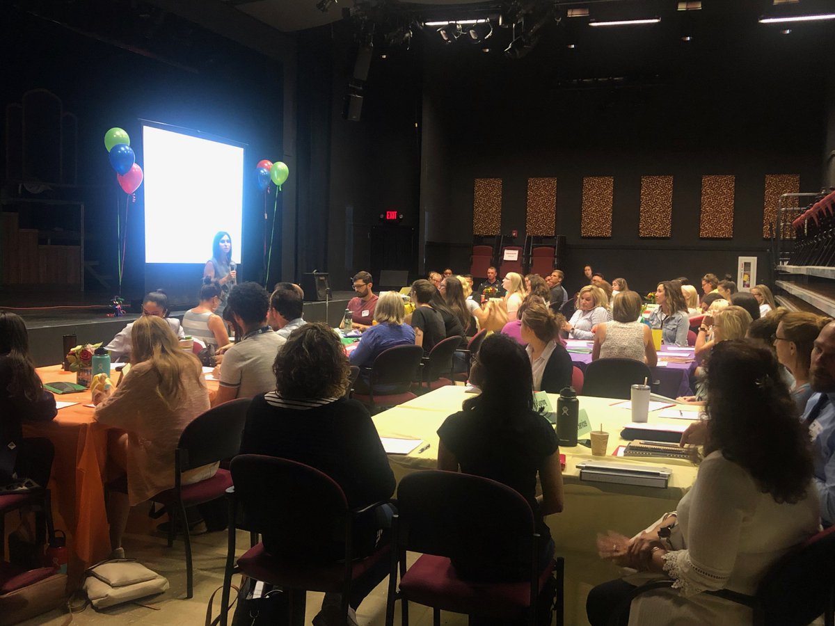 TigardTualSD's tweet photo. Welcome to new TTSD teachers!  Teachers were picked up by school bus today and experienced a guided tour from their school to Broadway Rose for new teacher orientation. https://t.co/HfRgme1fXy