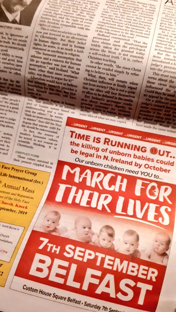 RockofLifeNI's tweet photo. #MarchfortheirLives advert in this months edition of @AliveNewsPaper 👏We need you to be there on Sept 7th, to be a voice for the unborn child & their mothers
#SaveTheDate #SavetheirFate #NotinOurName #NoDecrim #Not4NI 🚫 #Fightbackcampaign #northernireland https://t.co/vb2olxVnmM