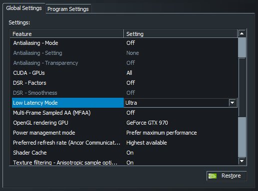 Wizkay En Twitter 1 Go To Gforce 2 Install New Driver Update 3 Open Up Nvidia 4 Go To Manage 3d Settings 5 Under Global Settings Turn Low Latency Mode To Ultra Wizkay En Twitter 1 Go To Gforce 2 Install New Driver Update 3 Open Up Nvidia 4 Go To Manage 3d Settings 5 Under Global Settings Turn Low Latency Mode To Ultra
