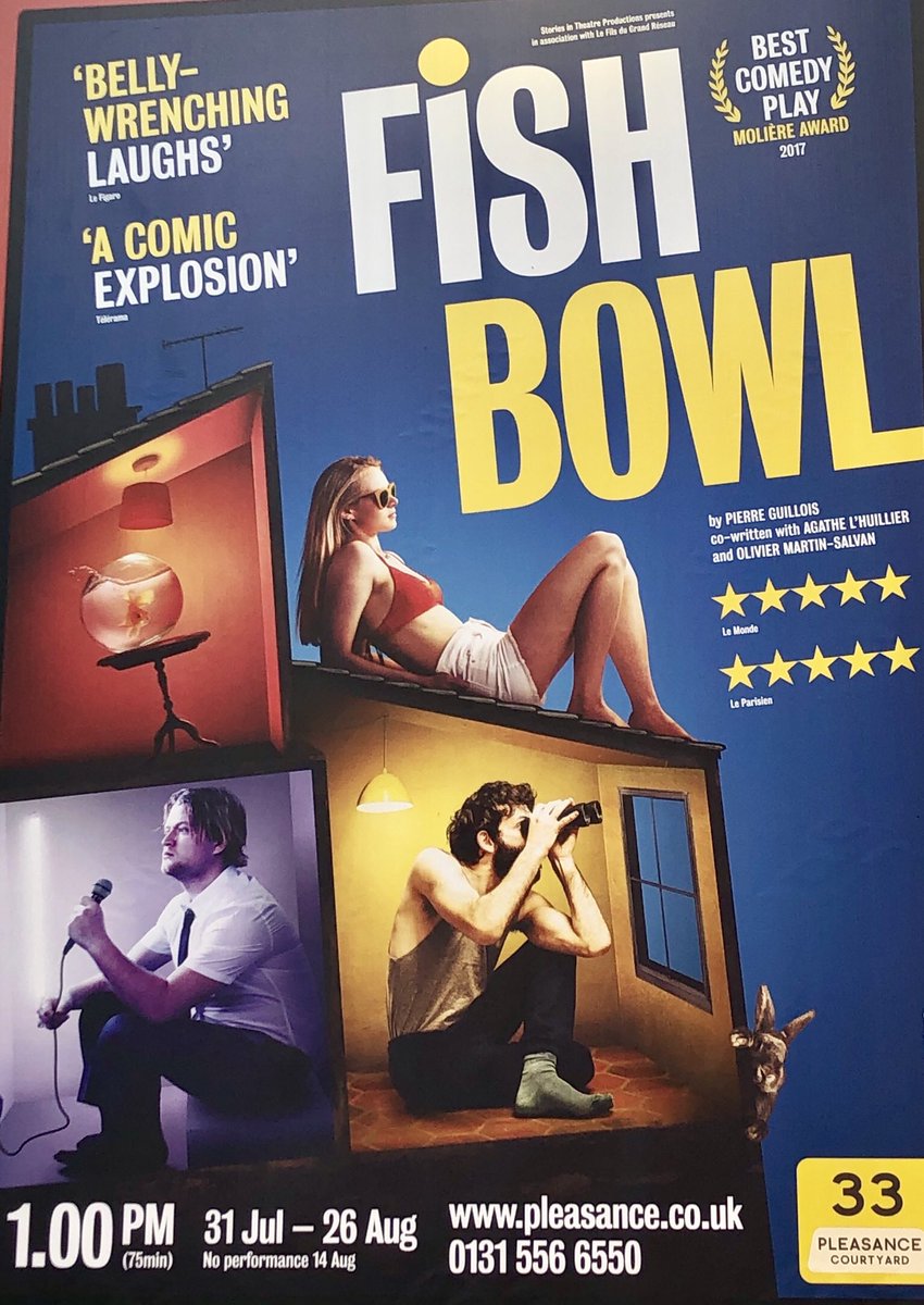 theatrehinton's tweet image. Lon/Edi19 Day16/Show45: Final show of @edfringe 2019 for me! #Fishbowl - ingenious physical/visual theatre show, utilising amazing set and very skilled mime - the joke wore thin a little for me, could be 15 mins shorter, but great fun. #HowManyShowsIn16Days? 45, that’s how many!