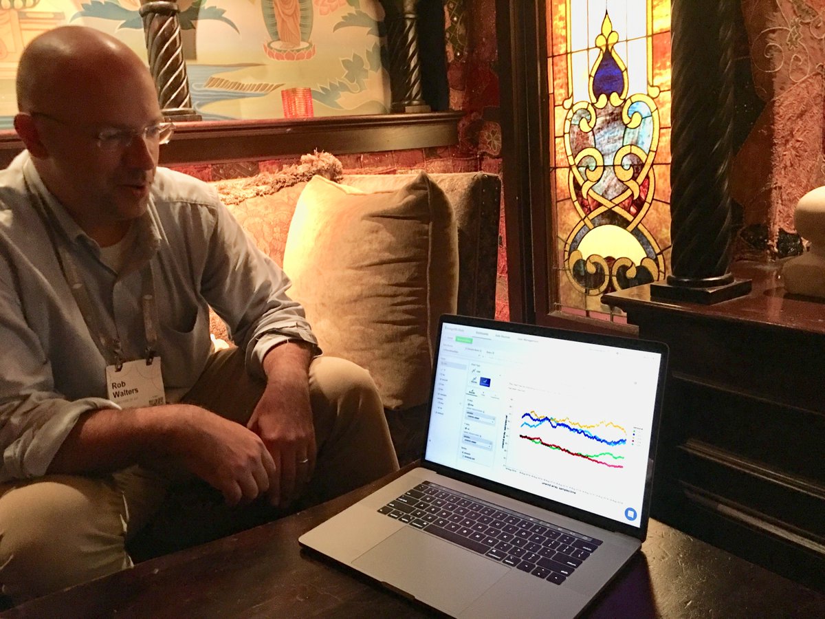 gmelnik's tweet photo. @RobsCranium demoing the use of 
@MongoDB
 Charts to visualize #IoT sensor data: “Charts naturally understands embedded arrays and allows me to unwind them with one click and efficiently query #TimeSeries data” https://t.co/Dptjju9MOt