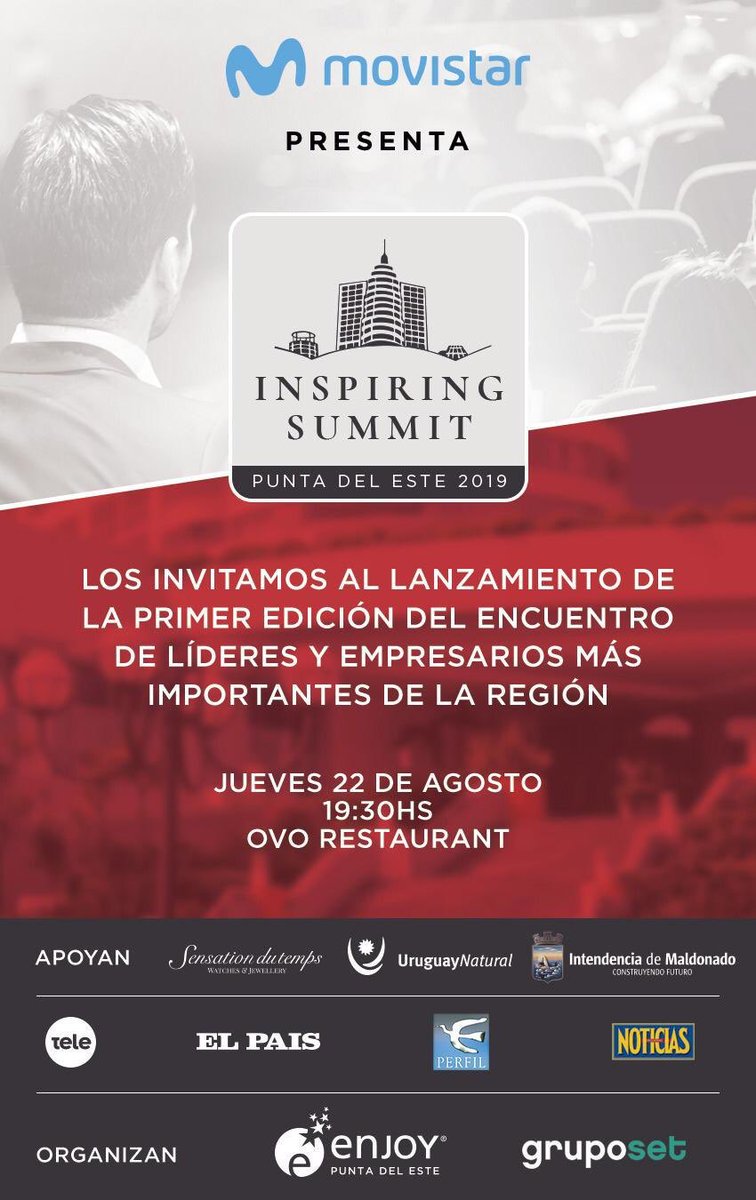 comarketers's tweet photo. Punta del Este vivirá un evento increíble en septiembre; y vos tenes que ser parte! 
Gracias @Javi_Azcurra por la invitación 👏
@EnjoyPde #comarketers #inspiringsummit https://t.co/l4oFIE2GMn