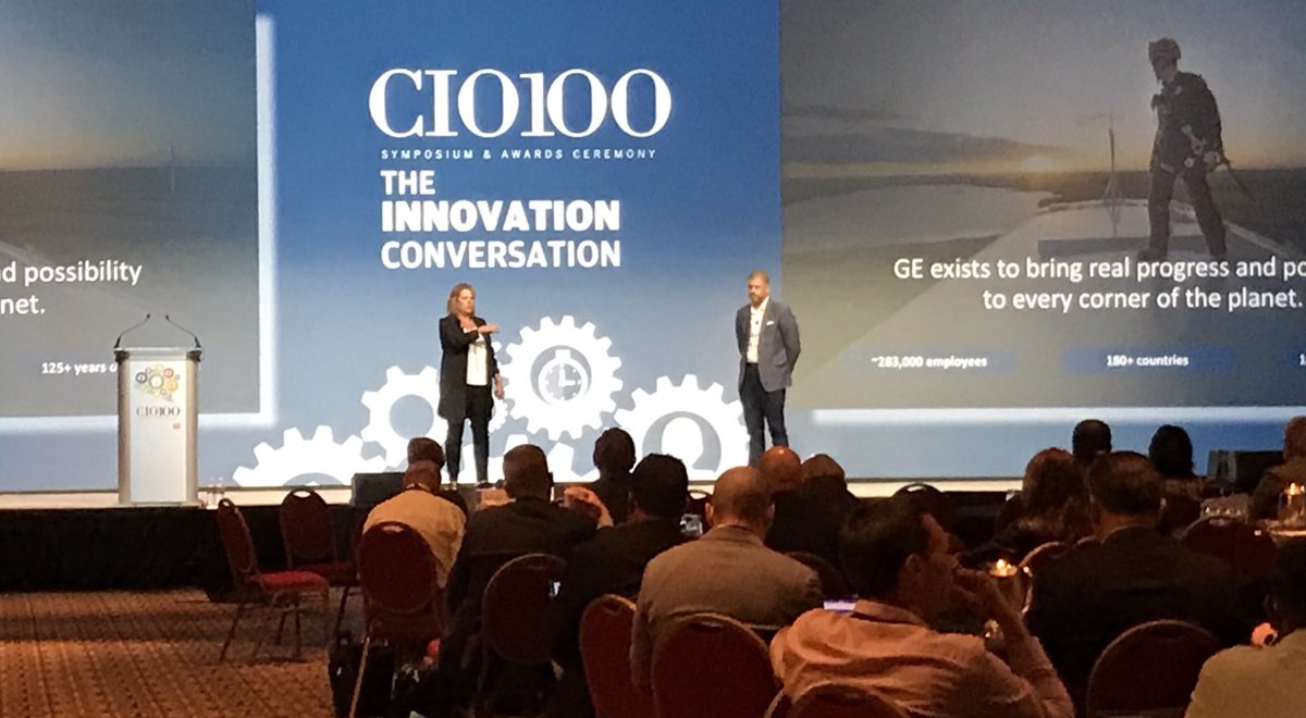 CIOonline's tweet photo. . @Jdove09Dove and @JeffRMonaco take the stage for their session on working smarter. #cio100 @CIOevents https://t.co/h8qOqBndtL
