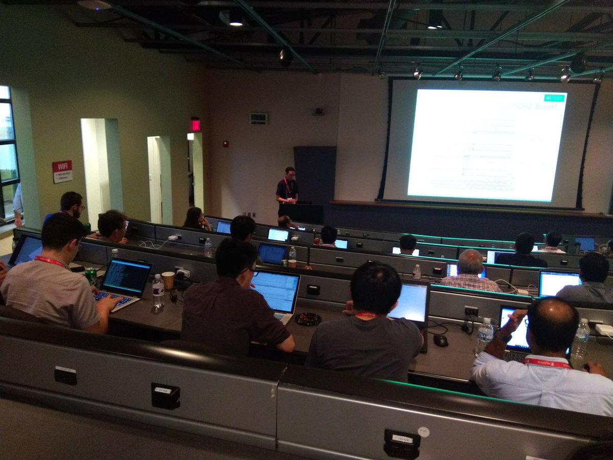 mvapich's tweet photo. Hyon-Wook Jin presenting about linux kernel level support for MPI collectives at MUG'19 #MUG19 https://t.co/7EQiSg9izJ