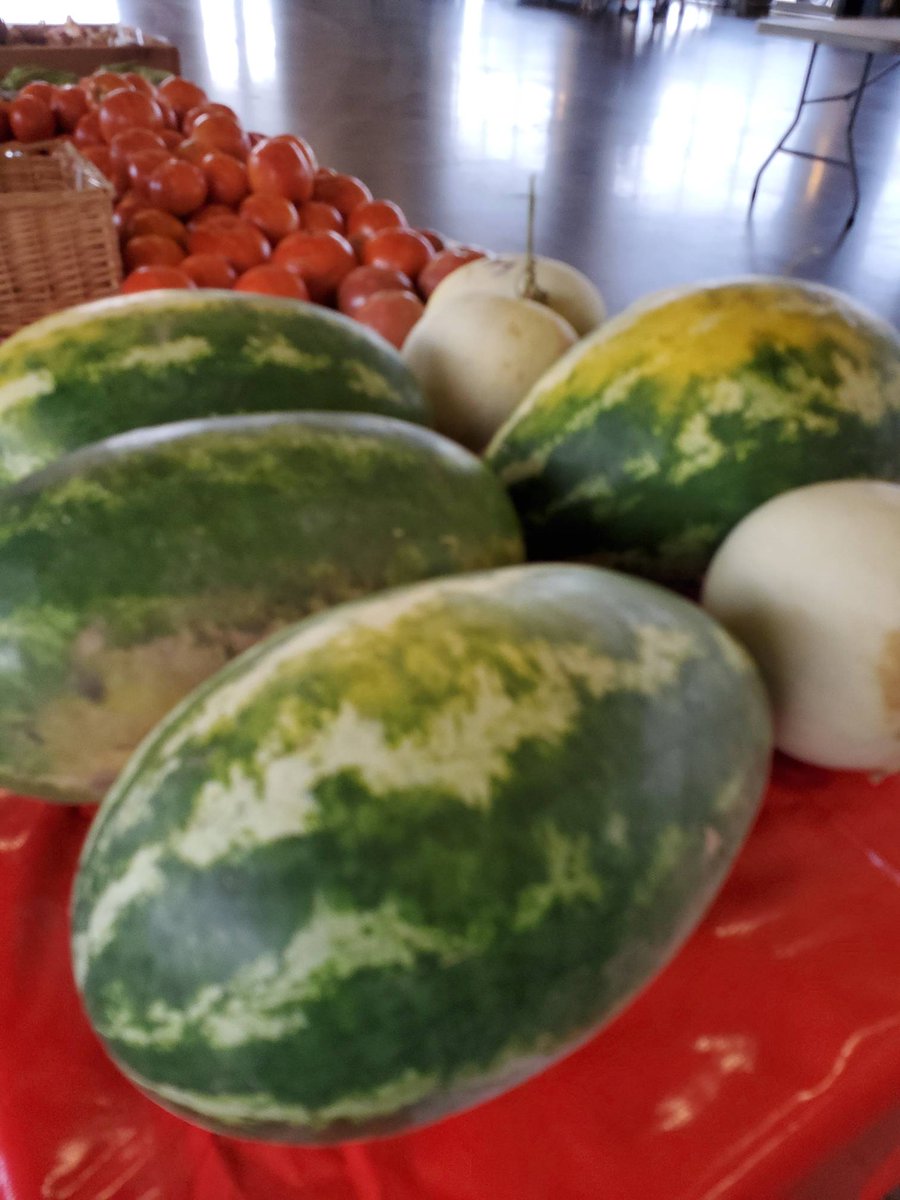 TuscRiverMarket's tweet photo. Summer isn't over yet! We still have a few watermelons coming in! And don't forget to visit Kirsten Ellis with her crafts made with all local clay!

#alabamaproduce  #farmersmarket  #shoplocal  #tuscaloosarivermarket https://t.co/S94tWyWpkC