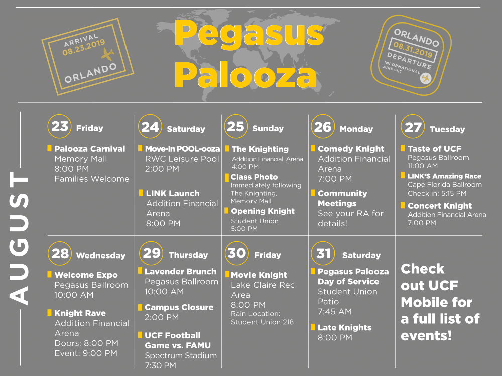 UCF_OSI's tweet photo. Here is all you need to know about Pegasus Palooza 2019! 

You don't want to miss this year's welcome back fest 🔥 https://t.co/8E2Z5WrNrB