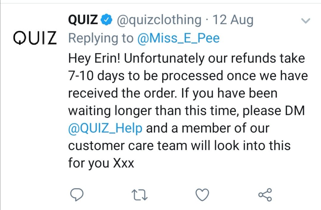 Miss_E_Pee's tweet photo. @quizclothing @QUIZ_Help 3 weeks later... Still waiting on my credit... https://t.co/1xO6sva4VJ