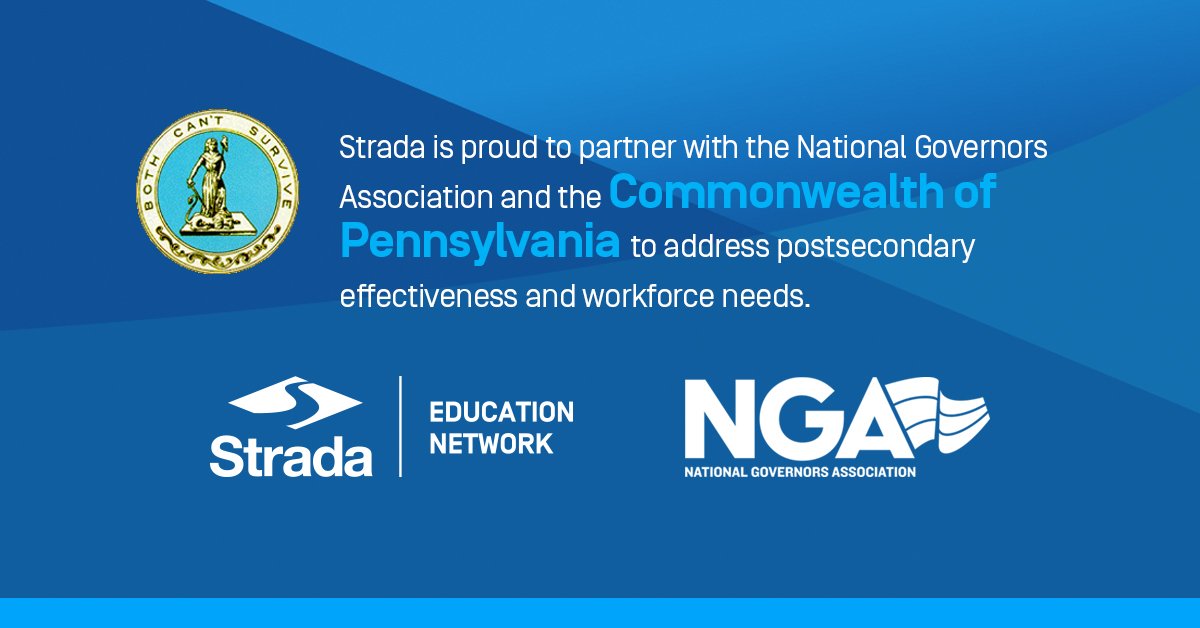 stradaeducation's tweet photo. Strada is proud to partner w/the National Governors Association and the Commonwealth of Pennsylvania through the #educate4opportunity initiative. Congrats, Pennsylvania! @NatlGovsAssoc @PennsylvaniaGov @GovernorCorbett @LtGovStack #PAGov #PAproud #StrongerPA #education2employment https://t.co/bZfI71OZuM