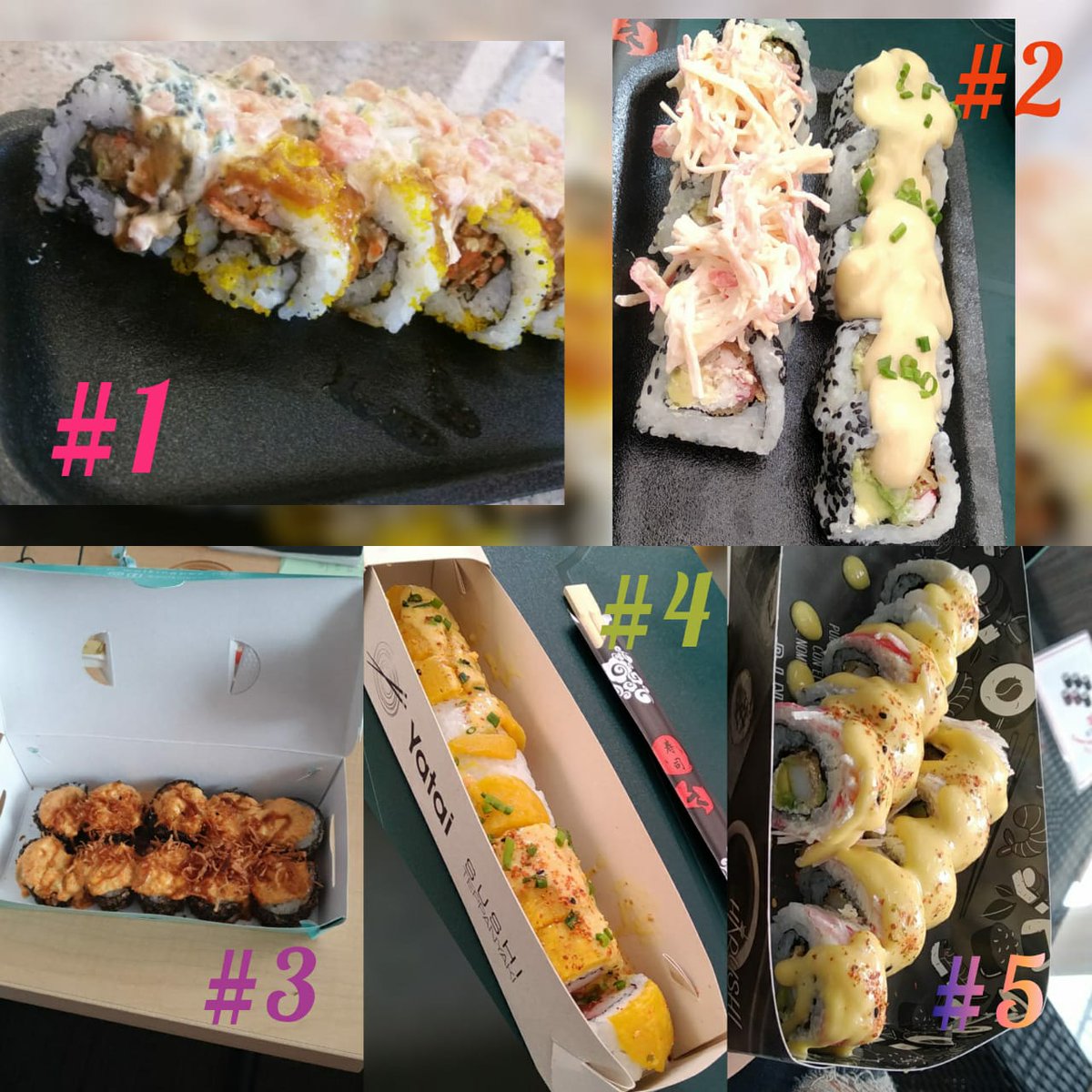 AstridRangel13's tweet photo. Mi top 5 de los mejores Sushi en #Bogotá #sushimasterco  @tuliorecomienda 
#1 #Wataaa!!! Martial Roll en #Wokynori 😋😋
#2 #CondeRoll en #Tibetano 🥰🥰🥰
#3 #BlackFuji en #WalkingPez 😄😄
#4 #KingRoll en #YataiSushi 😁😁
#5 #DinastiaRoll en #Harushi 😋☺️😃

#sushimasterco 🥰😋😋 https://t.co/vZBpIG9sXB