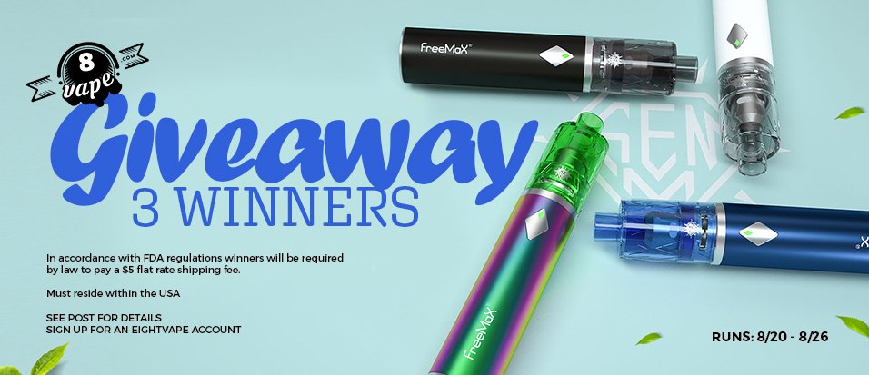 EightVape's tweet photo. 🥳GIVEAWAY!🥳

2 vapers are getting the New FreeMax Gemm Kit! 

💥 Like and RT this Tweet
💥 Tag three friends in the comments
💥 Make sure you’re following us &amp; have an EightVape account ready!

Enter on Facebook &amp; Instagram for an added chance to win! Good Luck #VapeFam https://t.co/04m54cQCVJ
