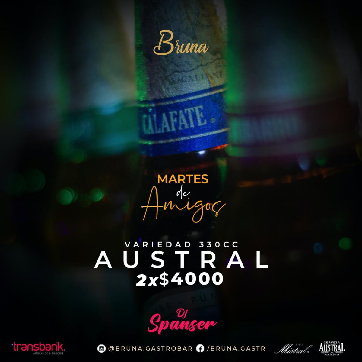 brunagastrobar's tweet photo. Cerveza Austral nos acompaña día a día, pero los martes son especiales porque se disfruta el doble con el 2x $4MIL en nuestro #MartesDeAmigos https://t.co/I3yU9AQMWi