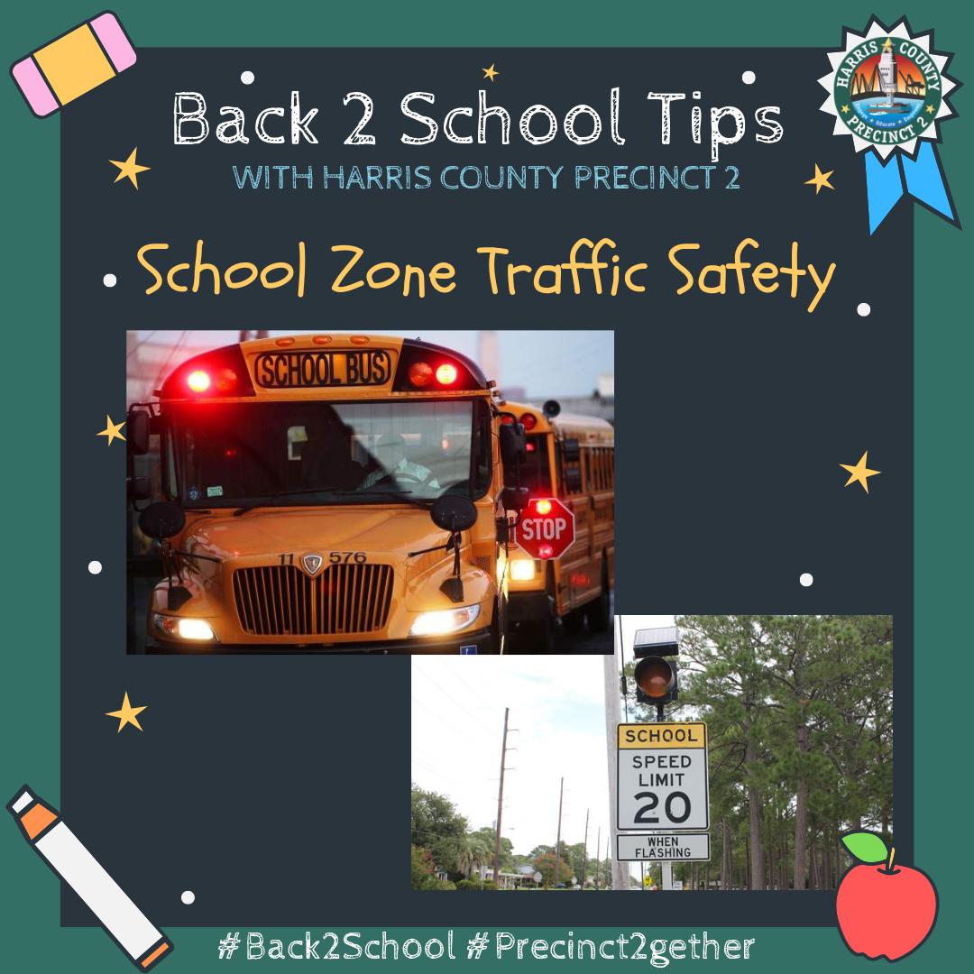 HarrisCoPct2's tweet photo. If you find yourself in a rush in the mornings, please be cautious of school zones. There are fines associated with speeding in these zones & our children's safety comes first. Look out for those flashing lights and the stop signs on the bus. #Back2School #Pct2Educate https://t.co/E9o1Z5QLzk