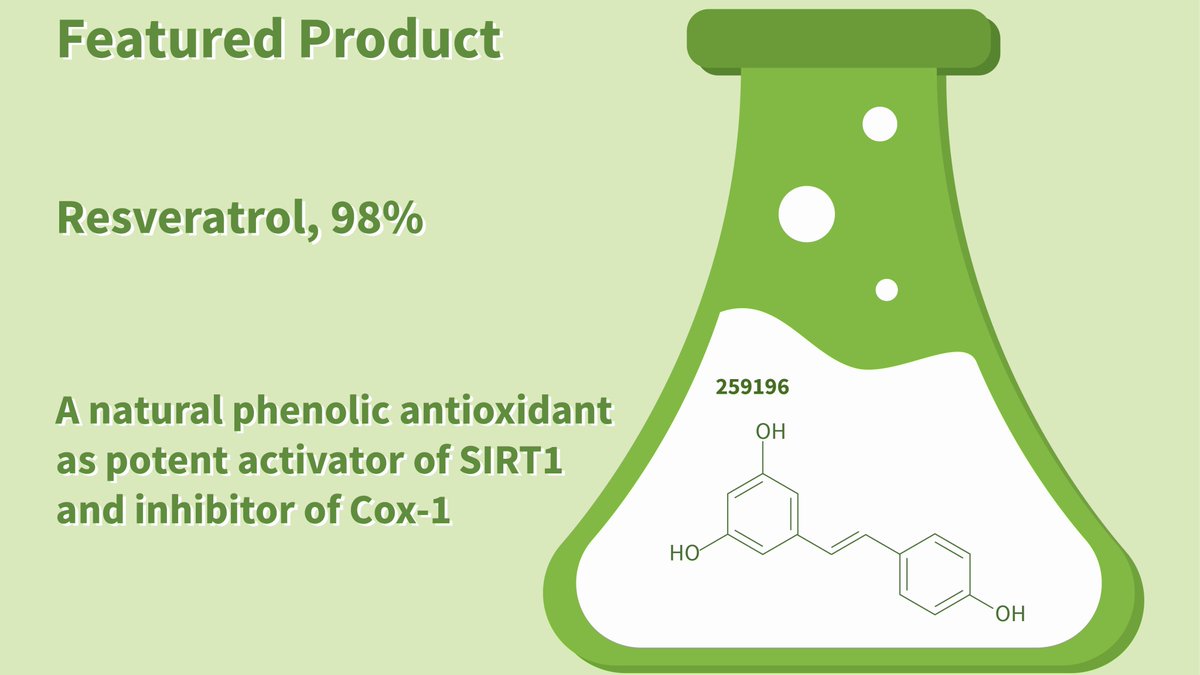 JKSciUS's tweet photo. Check out our #FeaturedProduct! This phenol antioxidant is a SIRT1 activator and COX-1 inhibitor.
https://t.co/4NGIkZbQYf
#JKScientific #Chemistry #Chemicals #Science #Laboratory #Analytical #Phenol #Antioxidant #SIRT1 #COX1 https://t.co/TVETrzHG6u