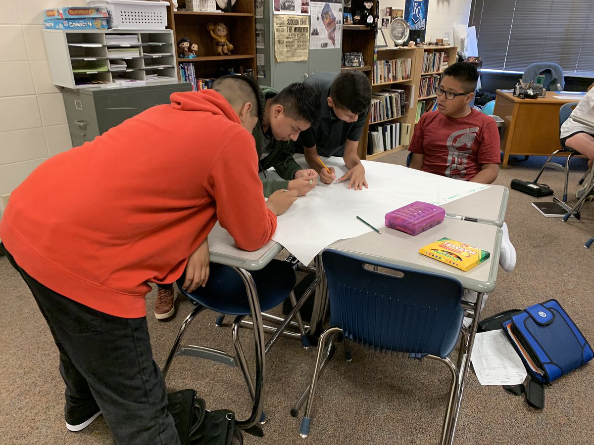 MrMadison's tweet photo. We jumped straight into teaming today as we reviewed a little from last year. I have to say I think we’re in for a great year w/the way these @WalnutMiddle Wildcats work together. Can’t wait to dig in to westward expansion. #historyteacher #teachhistory #teachSS #sschat https://t.co/miXpypBTaB