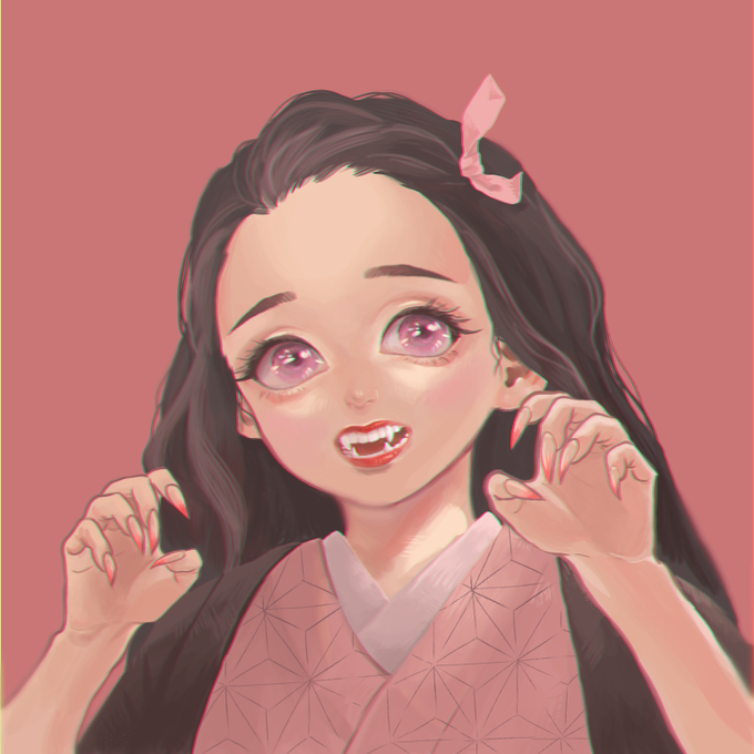 미소 ^ ^さんがTwitterに投稿した竈門禰豆子(鬼滅の刃)のイラスト。