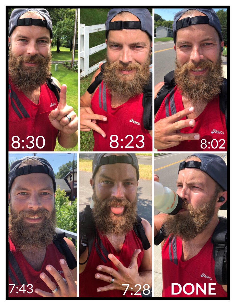 beardontherun's tweet photo. Intervals! It felt uncomfortably good &amp; now I feel great having completed it!! I even managed to negatively split the intervals 🙌
Workout consisted of:
2mi warm up
5 x 1mi intervals (2-3 minute break between intervals) - splits in picture
1mi cool down
8mi total #bibchat https://t.co/CfukeMz1mc