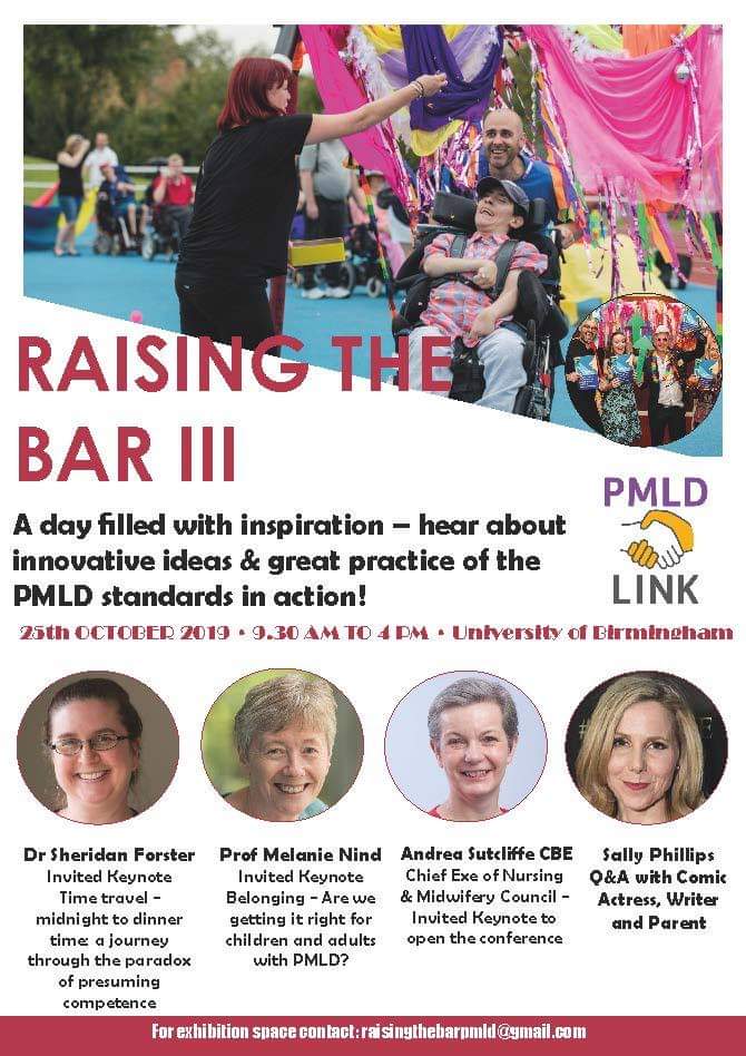 PMLDlink's tweet photo. Raising the Bar III join us as we work together to promote the Core and Essential Service Standards for Supporting People with Profound and Multiple Learning Disabilities and improve what care looks like. https://t.co/8drya68rAY https://t.co/1e09SSWDlI