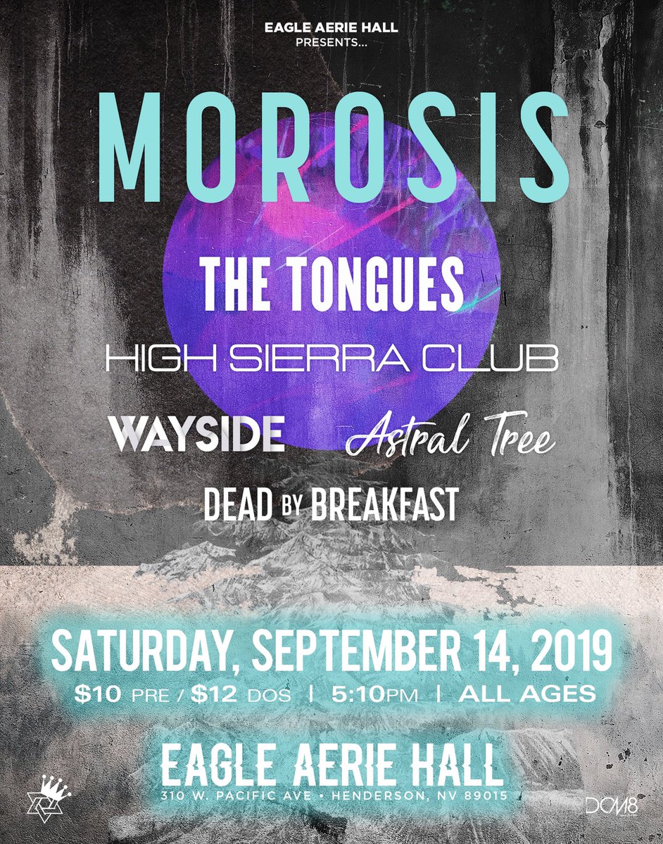 THEJEWISHKING's tweet photo. *NEW SHOW* Saturday September 14th at Eagle Aerie Hall w/ @morosisband / The Tongues / @HighSierraClub @waysidelv / Astral Tree / Dead By Breakfast / TBA ! Tickets are $10 each from the locals or online at https://t.co/ceF6DOCK3U !! Retweet! https://t.co/83hktnYP9E