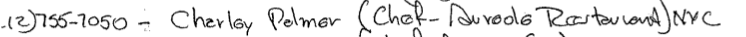Like David Copperfield above, Charlie Palmer isn't listed in the actual book but shown on a list of important email/address. Why this Chef is listed is anyone's guess, but his restaurant, Aureole, is only a mile away from Epstein's 457 Madison address. https://www.facebook.com/charlie.palmer.9404