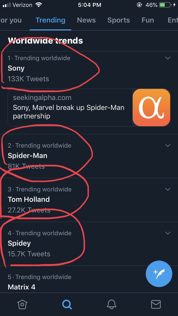 StevenJVincent's tweet photo. excuse the poor penmanship of the circles, but @SonyPictures @Sony really have several trends regarding the #SpiderMan situation. HOES MAD, AND I AM HOES https://t.co/5NdIjHetbO