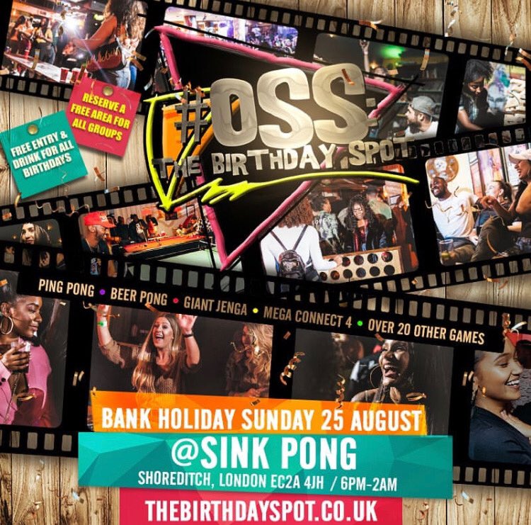 TGIF_UK's tweet photo. @OSSundays BANK HOLIDAY SPECIAL 6PM-2AM @SinkPongLDN

@blnkcanvas_ DAY PARTY 3PM-11PM @RevolutionLeads @DJLarizzle @donchdeejay 

@Rollout966 SOCA v AFROBEATS CARNIVAL SPECIAL 10PM-4AM @djsdotsv @TiaMercedes_x @djrnt

@gogetfaded BANK HOLIDAY SPECIAL 9.30PM-3.30AM @TheHoxtonPony https://t.co/dTOaPzpfOL