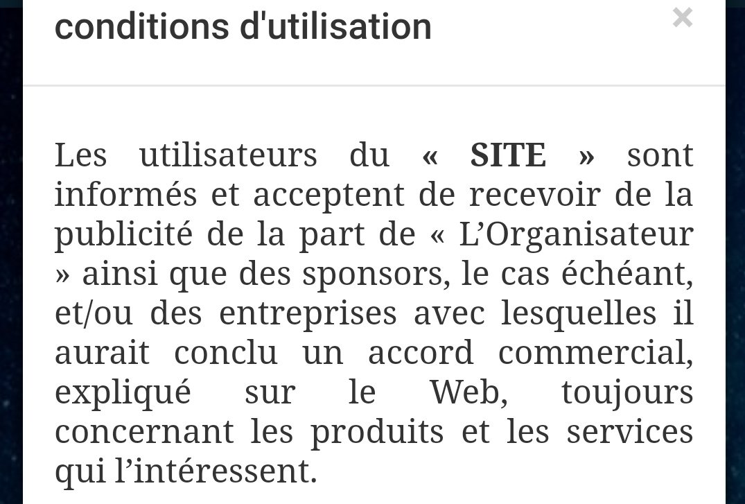 Ah oui d'accord... une bonne grosse campagne de récupération de mail pour tout un tas de spams de l'entreprise et tous ces "partenaires". Ça promet.