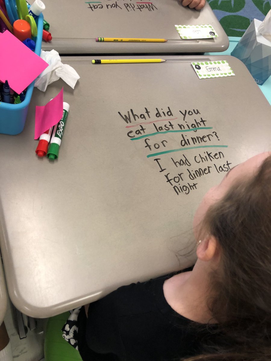 MrsGlobeChanger's tweet photo. Learning to ALWAYS restate the question!! What better way to practice then by writing on your desk??😊 #GlobeChangers https://t.co/uTNgWP9uUH