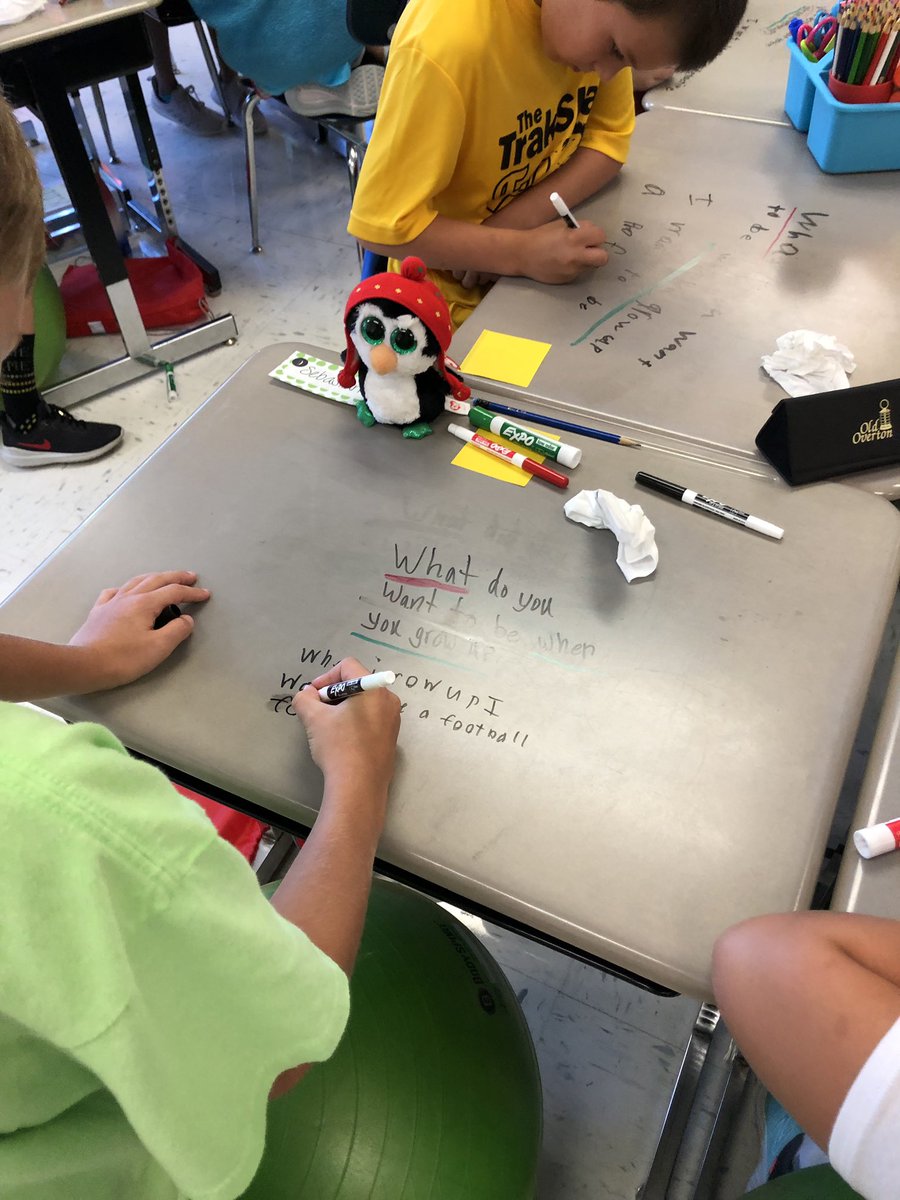 MrsGlobeChanger's tweet photo. Learning to ALWAYS restate the question!! What better way to practice then by writing on your desk??😊 #GlobeChangers https://t.co/uTNgWP9uUH