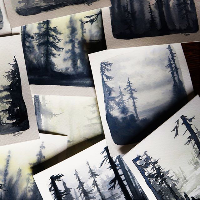 jess_purser's tweet photo. Collections. I love to see these all together, and their family likenesses 🌲🌲🌲🥰 All painted for the card deck. I need to paint more of these... #wisdomoftheforest #forestscenery #darktrees #_romanticdarkness_ #forestoracle #wilderness #mistyforest #… https://t.co/uAYUTKLuBz https://t.co/dU8bEsEUVp
