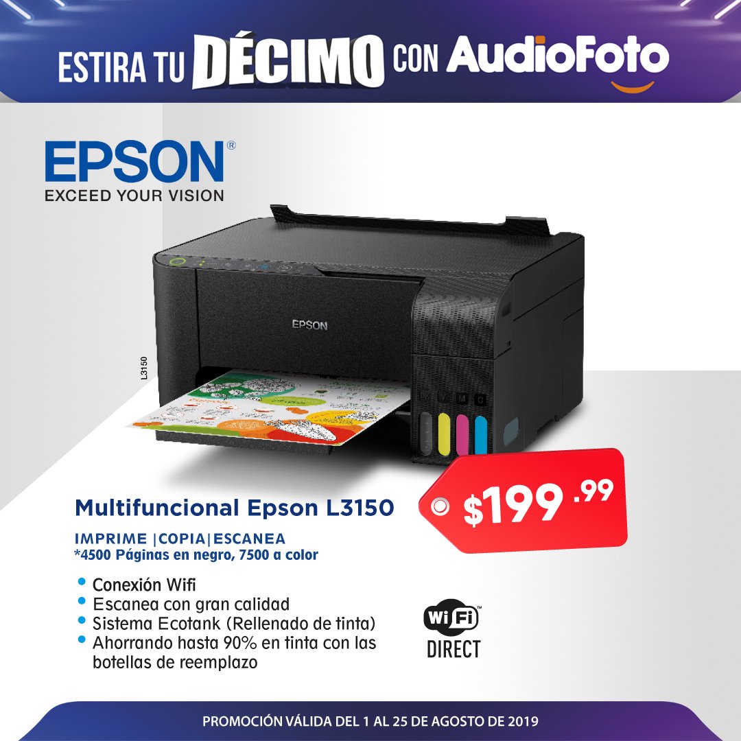 Uživatel AudioFoto Panamá na Twitteru: „Ven por tu multifuncional #Epson  L3150 y estira tu décimo - Válido del 1 al 25 de agosto de 2019.  https://t.co/ETYMapWB2k“ / Twitter