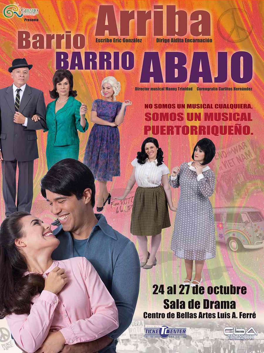 GibarodePR's tweet photo. Barrio Arriba Barrio Abajo |
No somos un musical cualquiera; somos un musical puertorriqueño.
🎭 Centro de Bellas Artes Luis A. Ferré
🗓 25, 26 y 27 de octubre de 2019
🎫 Boletería CBA y @TicketCenterPR
ℹ️ 787-648-1960/ 787-792-5000
#BaBa2019 #GíbaroPR https://t.co/E2O2VIduEI
